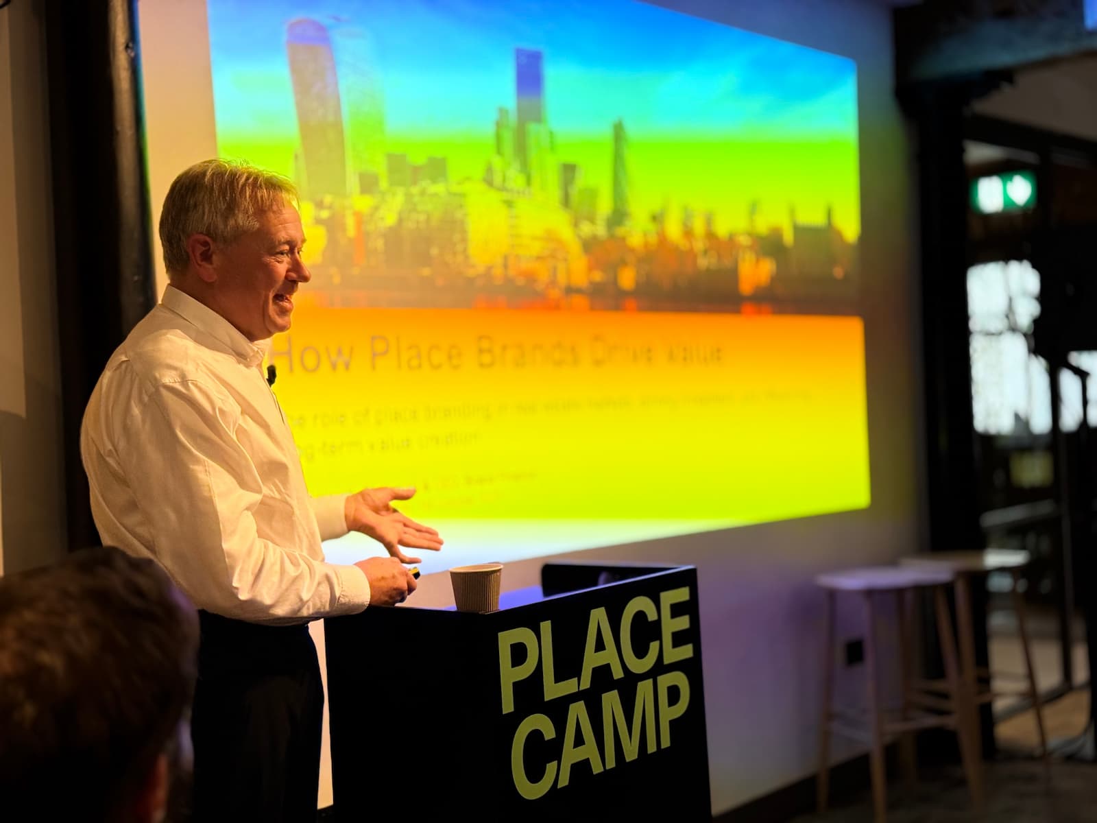 David Haigh presenting on place brands at Place Camp 2025