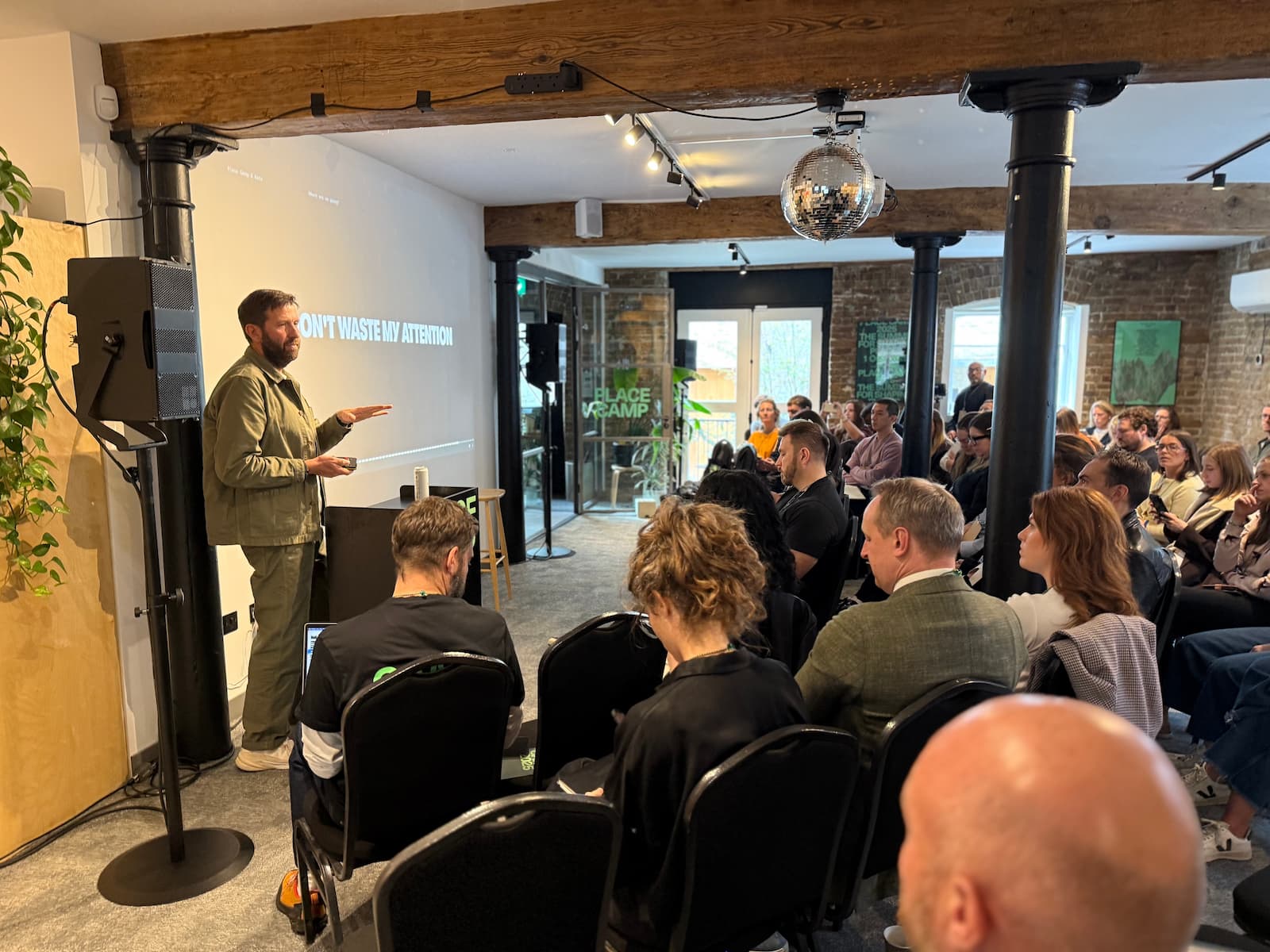 James Greenfield presenting to the Place Camp 2025 audience
